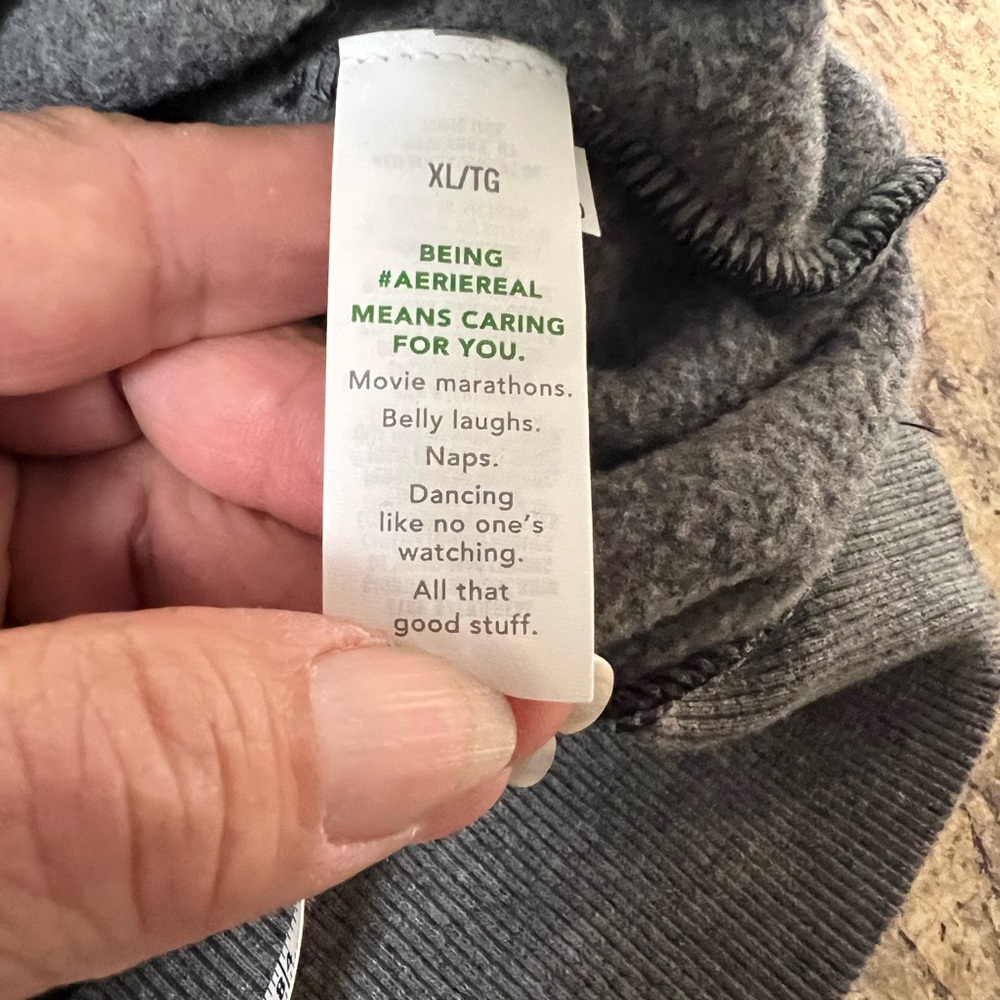 American Eagles Aerie Charcoal Crewneck terry sweatshirt Sweater - Picture 10 of 12